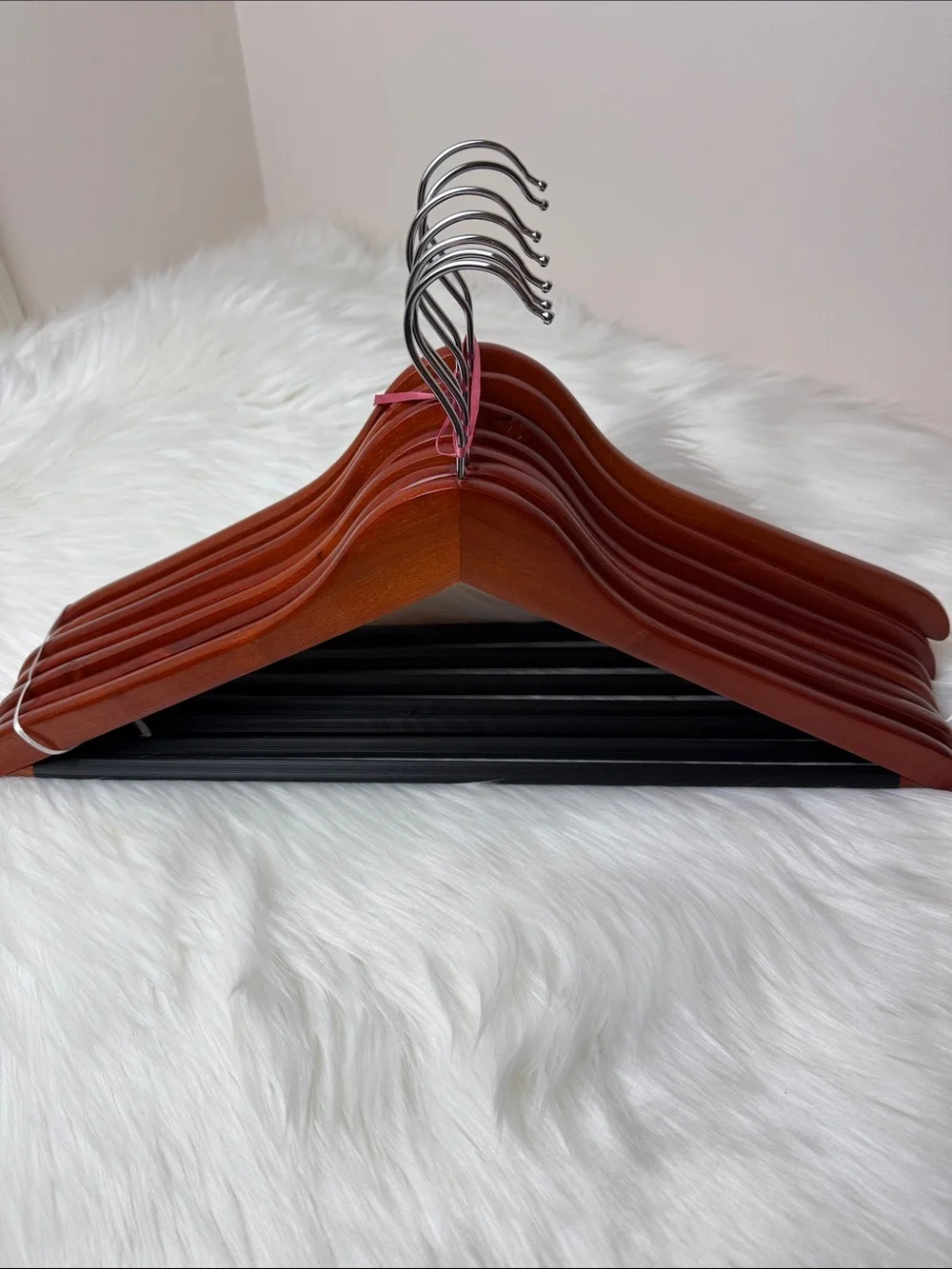 Brookstone Wooden Suit Hangers with Chrome Swivel Hooks - Set of 7